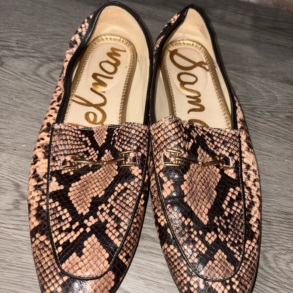 Sam Edelman Snakeskin Loafers - Black and Tan